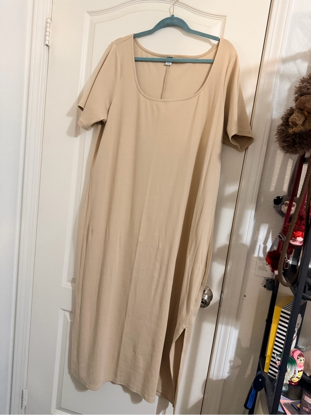 Old Navy Neutral Beige Scoop-Neck Midi Dress